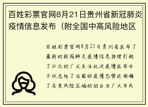 百姓彩票官网8月21日贵州省新冠肺炎疫情信息发布（附全国中高风险地区）